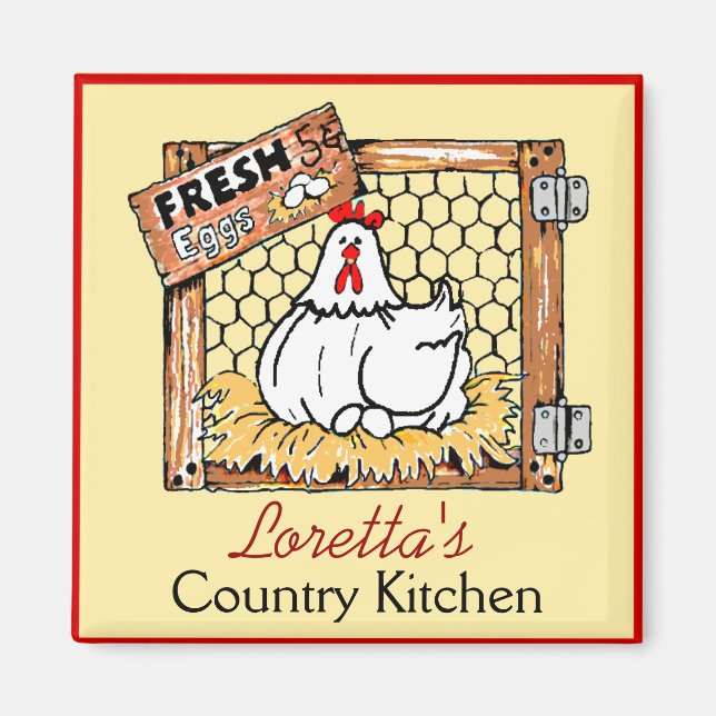 Farm Hen Land Kitchen Personlig Magnet (Framsidan)
