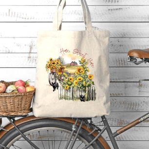 Farm Home Bicycle Sunblommor Cats Tygkasse