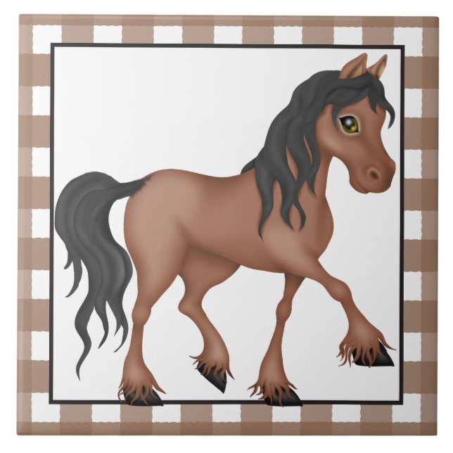 Farm Horse tecknad land panel Kakelplatta (Framsidan)