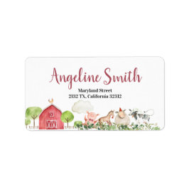 Farm House Animals Barnyard Baby Shower adress Adressetikett