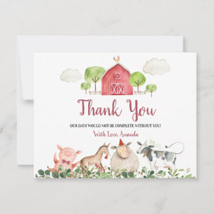 Farm House Animals Barnyard Baby Shower Tack Kort
