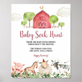 Farm House Animals Barnyard Baby Sock Hunt Poster