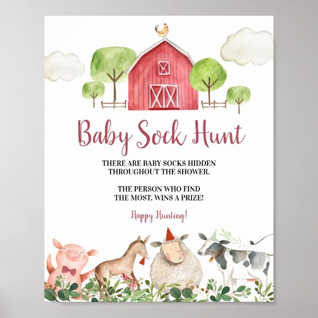 Farm House Animals Barnyard Baby Sock Hunt Poster (Framsidan)