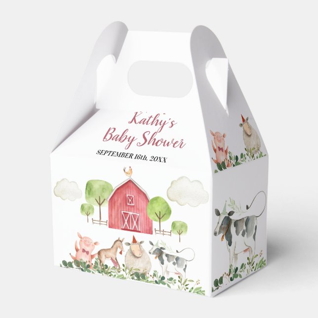 Farm House Animals Barnyard Birthday Baby Shower Presentaskar (Framsidan Sidan)