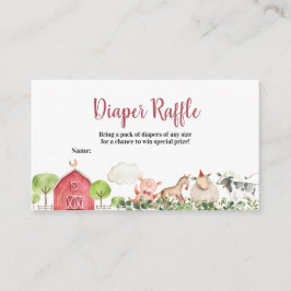 Farm House Animals Barnyard Diaper Raffle Tilläggskort