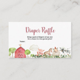 Farm House Animals Barnyard Diaper Raffle Tilläggskort
