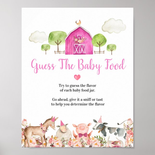 Farm House Animals Barnyard gissar Baby Food Poster (Framsidan)