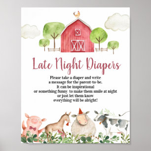 Farm House Animals Barnyard Late Night Diables Poster
