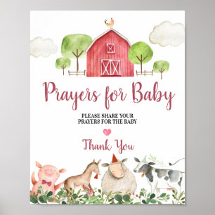 Farm House Animals Barnyard Prayers för Baby Poster