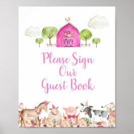 Farm House Animals Barnyard Skriv under vår gäst Poster