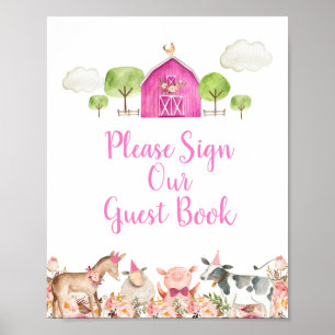Farm House Animals Barnyard Skriv under vår gäst Poster