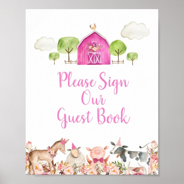 Farm House Animals Barnyard Skriv under vår gäst Poster (Framsidan)