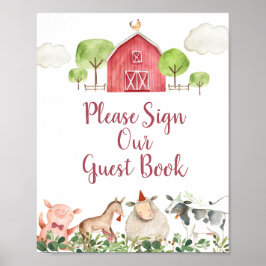 Farm House Animals Barnyard Skriv under vår gäst Poster