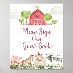 Farm House Animals Barnyard Skriv under vår gäst Poster