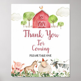 Farm House Animals Barnyard Tack för att du kom Poster