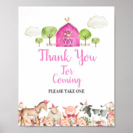 Farm House Animals Barnyard Tack för att du kom Poster