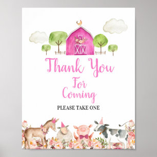 Farm House Animals Barnyard Tack för att du kom Poster