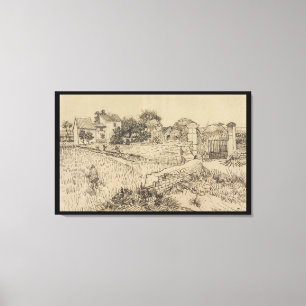 Farm in Provence van Gogh Imitation Stil Teckning Canvastryck