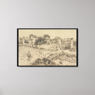 Farm in Provence van Gogh Imitation Stil Teckning Canvastryck