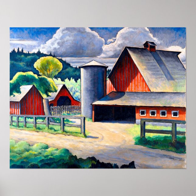 Farm Kenjiro Nomura 1934 Rustic Art Poster (Framsidan)