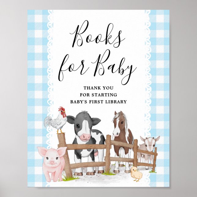 Farm Land Baby Shower Bokar för Baby-tecken Poster (Framsidan)