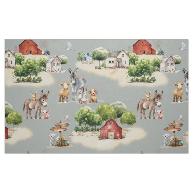 Farm Land Large Image Pattern Tyg (Fat Quarter)