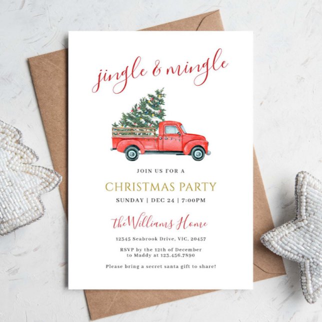 Farm Lastbil & Julgran Jingle & Mingle Party Inbjudningar (Skapare uppladdad)