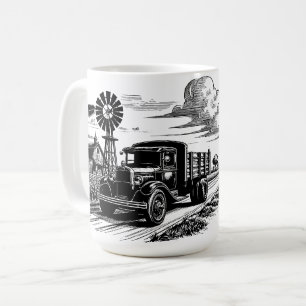 Farm Lastbil kvarn Barn Farmer Art bläck teckning Kaffemugg