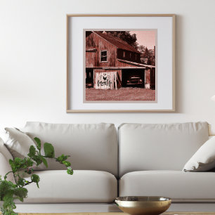 Farm Life Antique Red Barn Poster