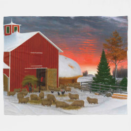 Farm Life Barnyard i Winter Horatio Shaw 1885 Fleecefilt