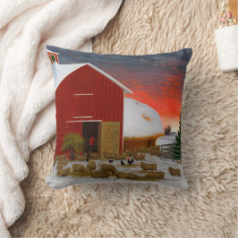 Farm Life Barnyard i Winter Horatio Shaw 1885 Kudde