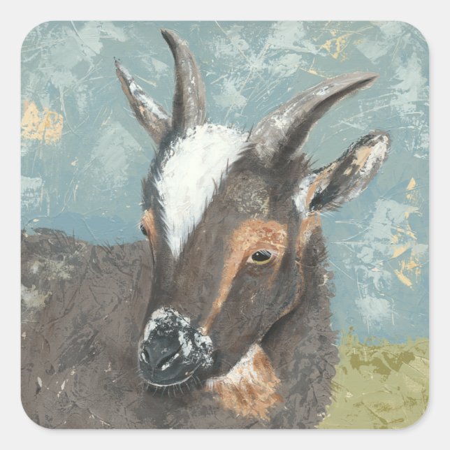 Farm Life-Grått Goat Fyrkantigt Klistermärke (Framsida)
