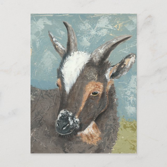 Farm Life-Grått Goat Vykort (Framsida)