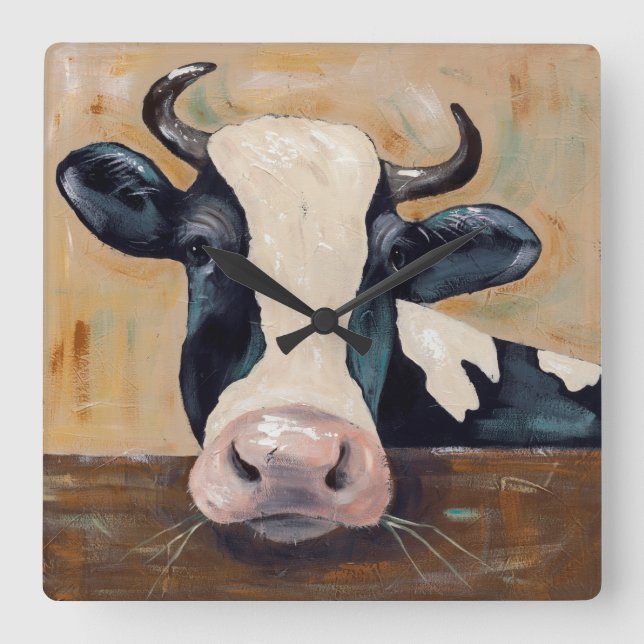 Farm Life - Gunther the Cow Fyrkantig Klocka (Framsida)