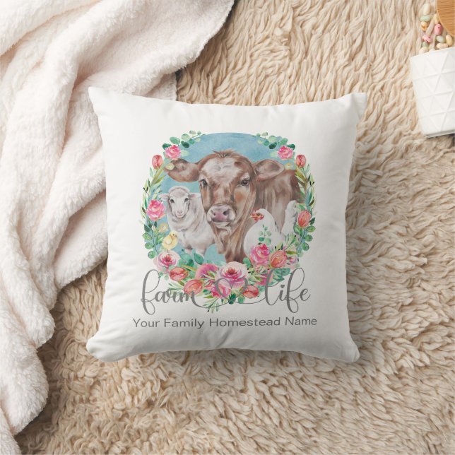 Farm Life Quote Family Homestead Chicken Cows Lamb Kudde (Filt)