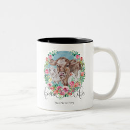 Farm Life Quote Family Homestead Chicken Cows Lamb Två-Tonad Mugg