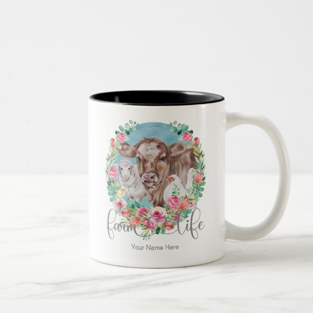 Farm Life Quote Family Homestead Chicken Cows Lamb Två-Tonad Mugg (Höger)