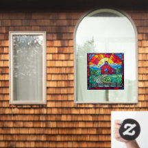 Farm Life Red Barn vid solnedgången Faux-fastfärga