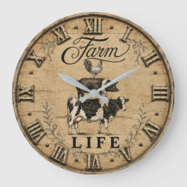 Farm Life Rustic Vintage Farm Animals Farmhouse Stor Klocka