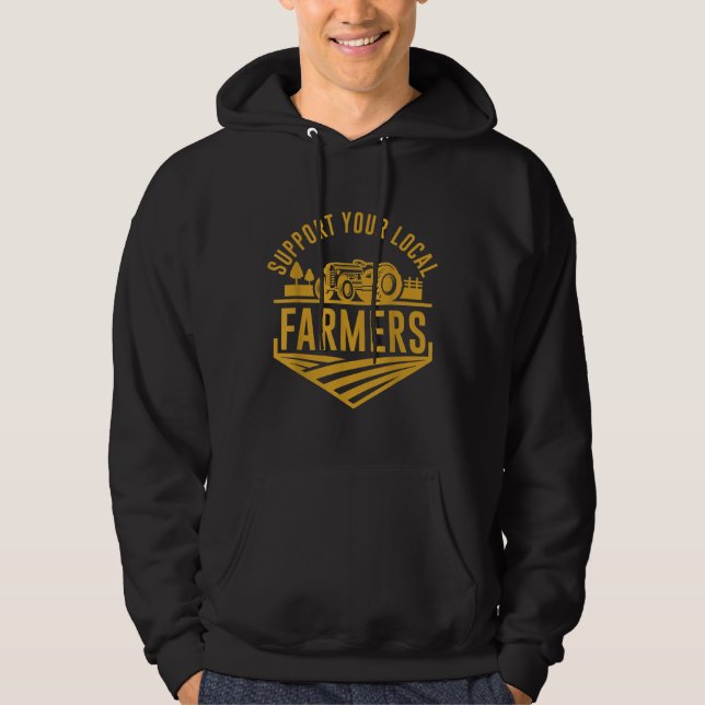 Farm Local Food Patriotic Farming Gift Idea Farmer Hoodie (Framsida)