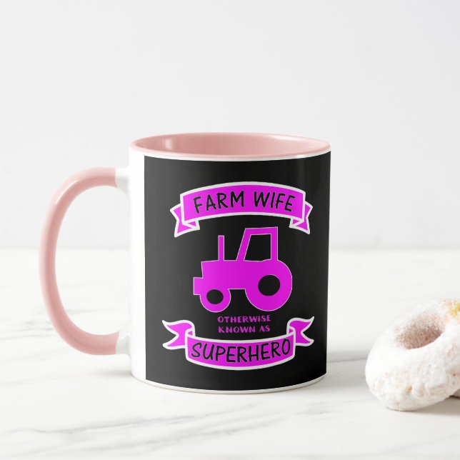 Farm Maka Farming Superhero Quote Rosa Tractor Mugg (Med munk)
