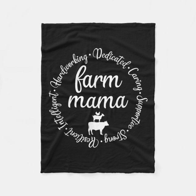 Farm Mama Hardworking Dedicated Goat Chicken G Cow Fleecefilt (Framsidan)