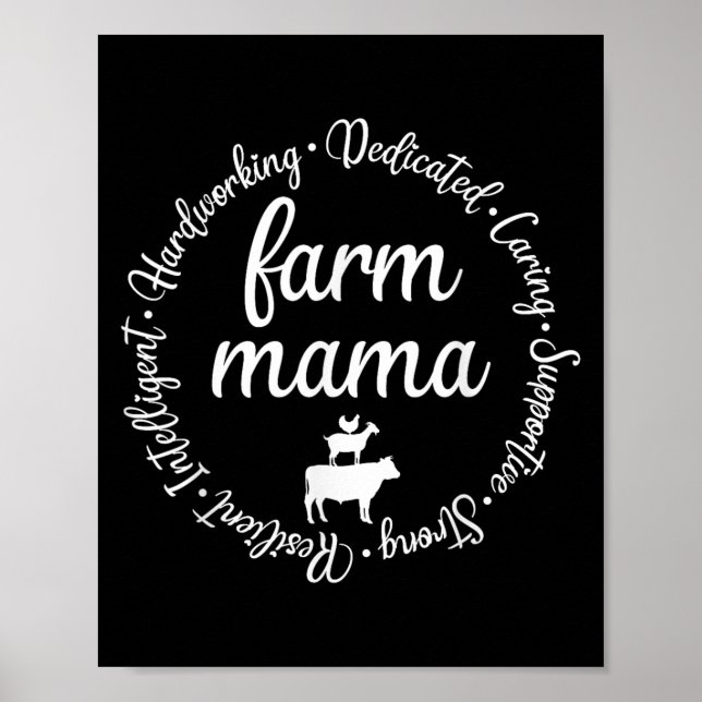 Farm Mama Hardworking Dedicated Goat Chicken G Cow Poster (Framsidan)