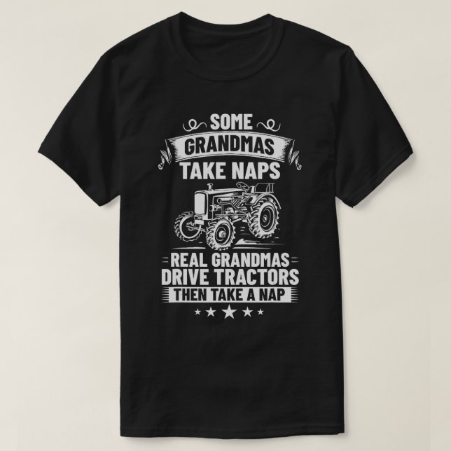 Farm Maskin Tractor Driving Fa, farmor citerar Far T Shirt (Design framsida)