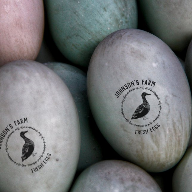 Farm Namn, Anka | Färska ägg | Egg Frimärke Stämpel (Skapare uppladdad)