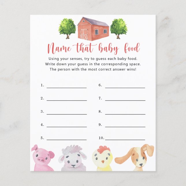 Farm - Namn där baby Matduschspel (Framsida)