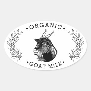 Farm Namn Utfall Goat Cheese Mjölk VINTAGE Ovalt Klistermärke