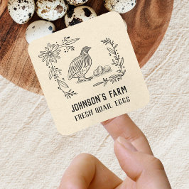 Farm Namn | Utfall | Kundägg | Vintage| Svart Fyrkantigt Klistermärke