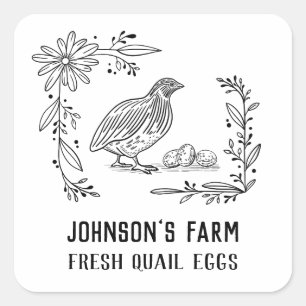 Farm Namn Utfall Kundägg Vintage Svart Fyrkantigt Klistermärke