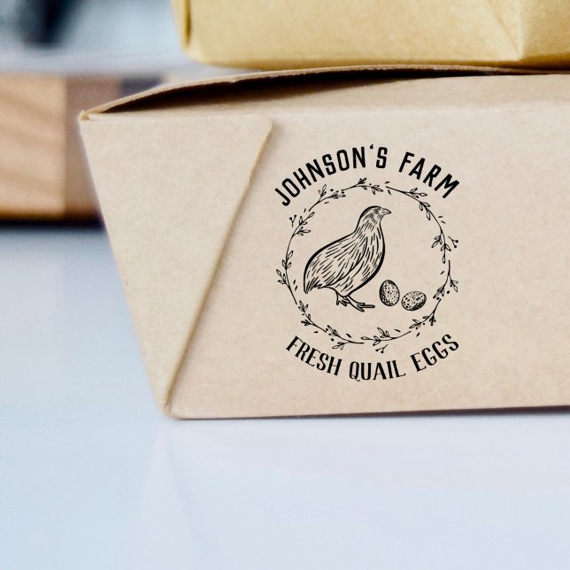 Farm Namn | Utfall | Quail Eggs Carton Frimärke Stämpel (Skapare uppladdad)
